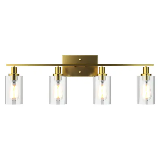 Costway 3-Light/4-Light Wall Sconce Modern Bathroom Vanity Light Fixtures with Clear Glass Shade {7}
