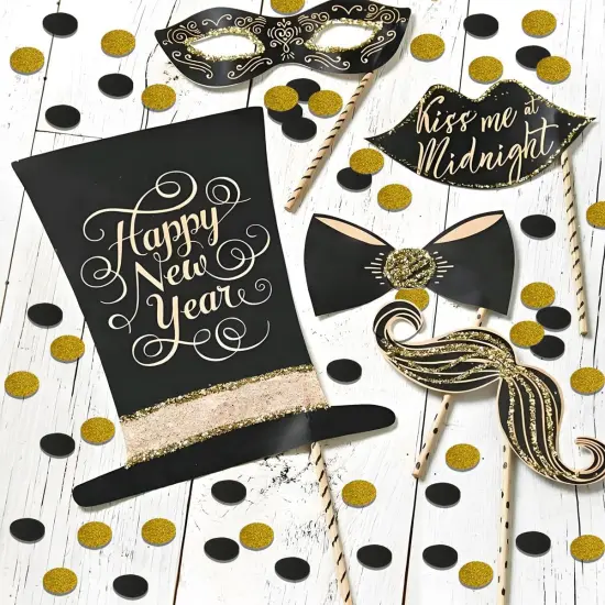 Glitter Confetti Circles Party Decorations, Black and Gold Confetti Circle for Graduation Decorations Class of 2025, Graduation Party Decorations, Grad Table Decor (1.2" in Diameter, 200Pcs) {4}