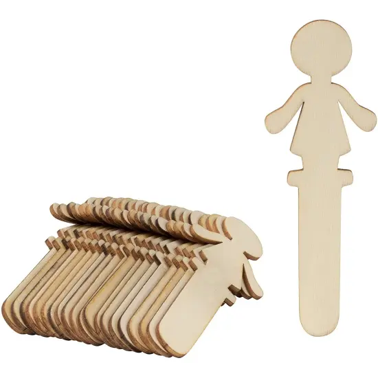100-Pack Wooden People Shaped Craft Sticks, 5.8 x 2 x 0.1 Inch for DIY Arts and Crafts Projects, Crafting Supplies Brown {7}