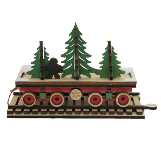 Ginger Cottages 3.0 Inch Santa's Np Express Flat Car Tree Ornament , North Pole Train Green {2}