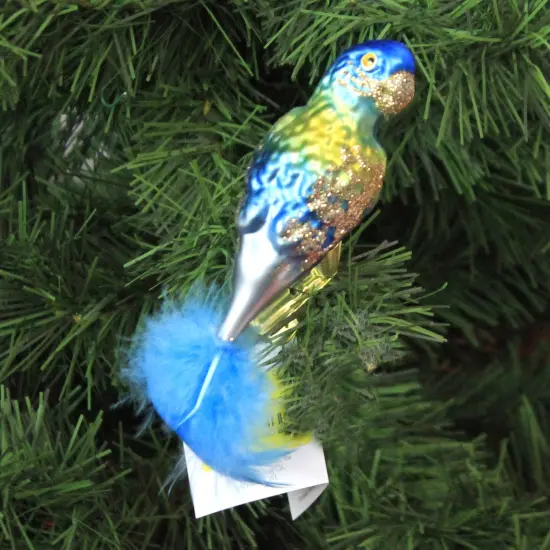 Golden Bell Collection 2.0 Inch Turquoise & Gold Parrot Clip On Christmas Tree Ornament , Christmas Decor Ornament Tropical Bird Blue {3}