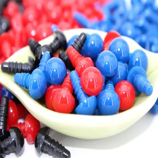 600Pcs 10mm Plastic Safety Eyes Craft Eyes and Washers (Red+Blue+Black) {2}