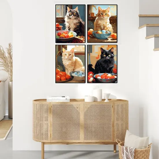 4 Pack Cats Paint by Numbers Kit for Adults Beginners {3}