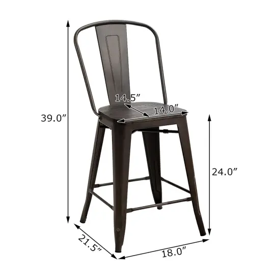 Costway Set of 4 Modern Metal Dining Chairs w/ Wood Seat Kitchen {3}