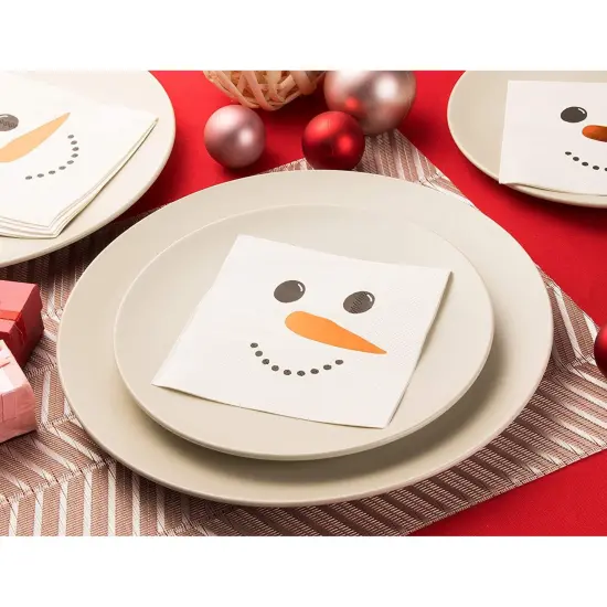Snowman Holiday Napkins, Christmas Party Decorations (White, 5 x 5 In, 50 Pack) {3}