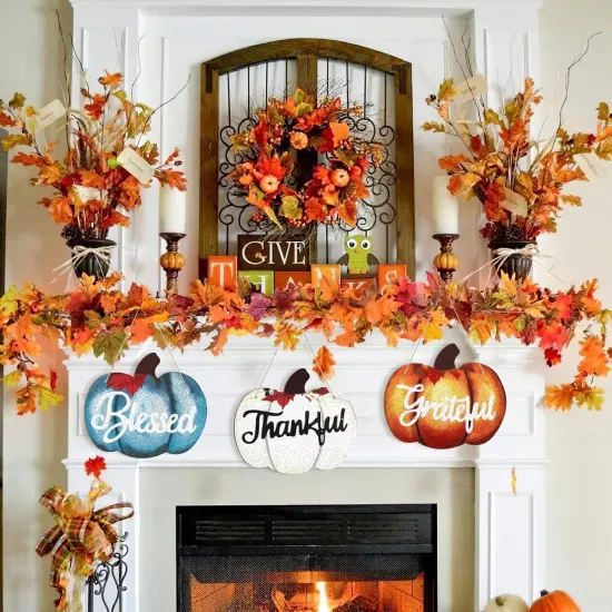 3PCS -arge Size 12" Wooden Pumpkins Ornaments to Paint {3}