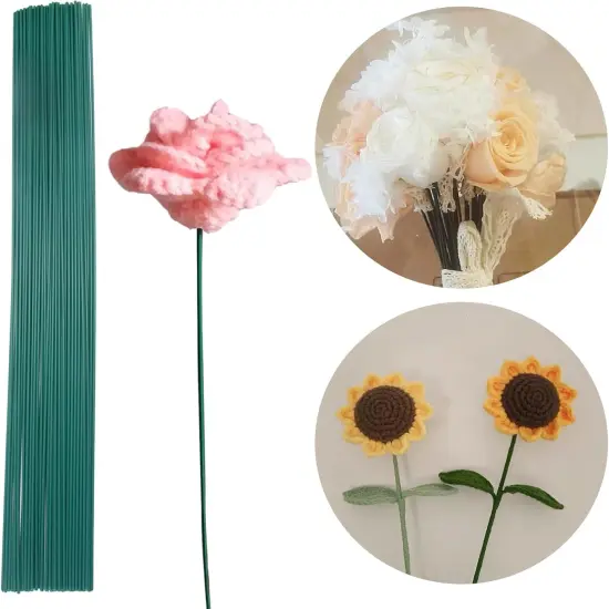 50 Pcs Floral Stems Wire,2 Gauge Florist Flower Wire Stems for Making Flower Arrangement,16 Inch Floral Wire Stems Florist Wire for Bouquet DIY Stem Wrapping and Handcrafts(Green) {1}