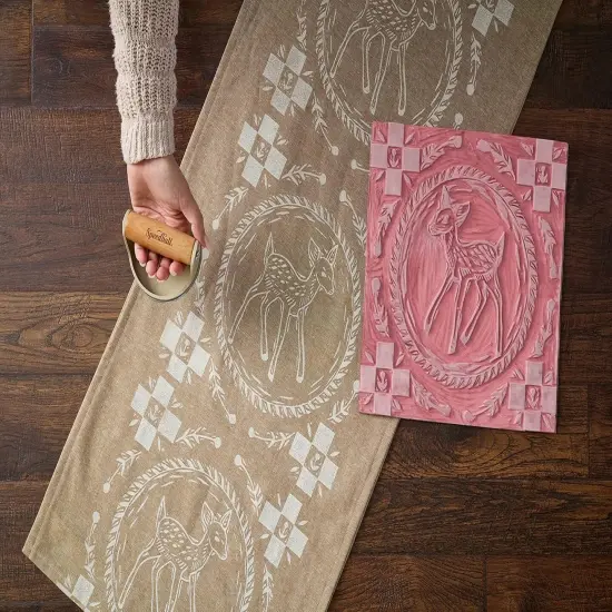 Block Printing Fabric Starter Kit, 7 Pieces &ndash; Includes Ink, Hard Brayer, Lino Handle and Cutters, Speedy-Carve Relief Carving Rubber {3}