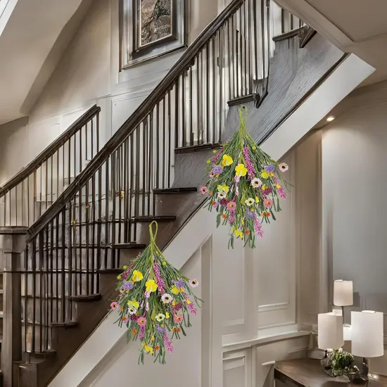 Artificial Forsythia & Daisy Teardrop Swag &ndash; 24 {4}