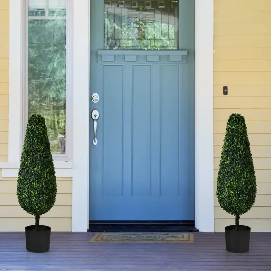 Costway 2 Pack 3FT Artificial Tower Topiary Tree UV Resistant Indoor Outdoor {2}