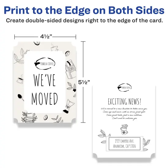 Avery Printable Matte White Corner Cards with Sure, 4.25" x 5.5" Rectangle Scalloped {6}
