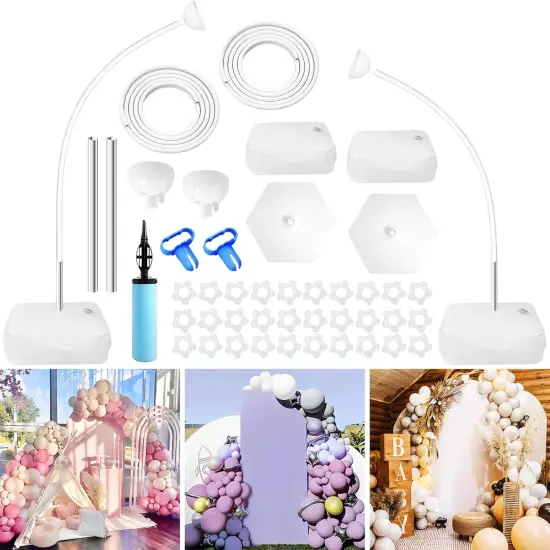 Balloon Arch Stand Kit with Base 8.2 Feet and 5 Feet Free Bending Shape Half Arch Balloon Stand Balloon Arch Frame for Birthday Baby Shower Wedding Graduation Party Decorations {1}