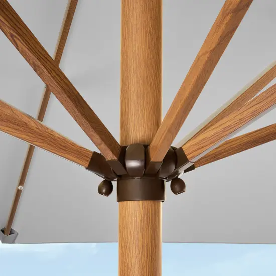 Best Choice Products 9ft Deep Square Solar LED Lighted Patio Umbrella w/ Faux Wood Texture, UV-Resistant Fog Gray {2}