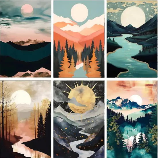 Painting Pack of 6 Adult 5D Diamond Painting Kits, DIY Full Diamond Art kit with Diamond Painting Crystal Art and Craft for Beginners 12x16 Inches {1}