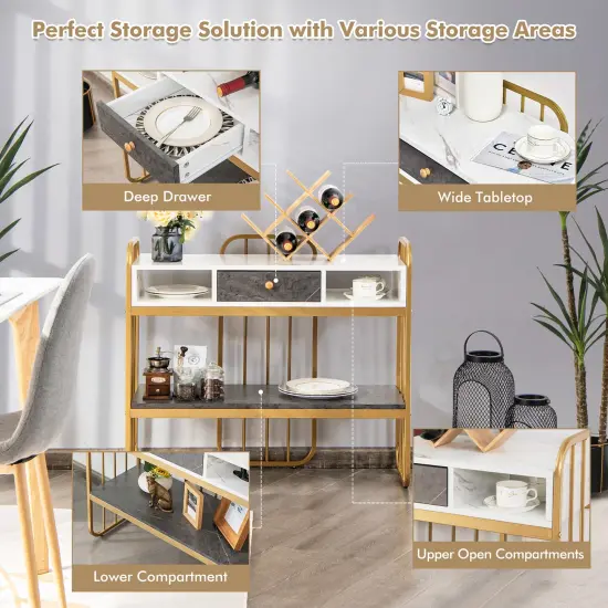 Costway Console Table with Drawer Storage Shelf Wide Tabletop Modern for Entryway {6}