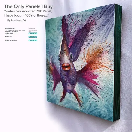 Da Vinci Pro Birch Wood Panel 1-5/8" Deep &ndash; Bundle of 4 Small Rectangular Panels - Fine Textured, Warp Resistant, Lightweight & Rigid &ndash;For Mounting Sanded Pastel or Watercolor Paper, Linen or Canvas {4}