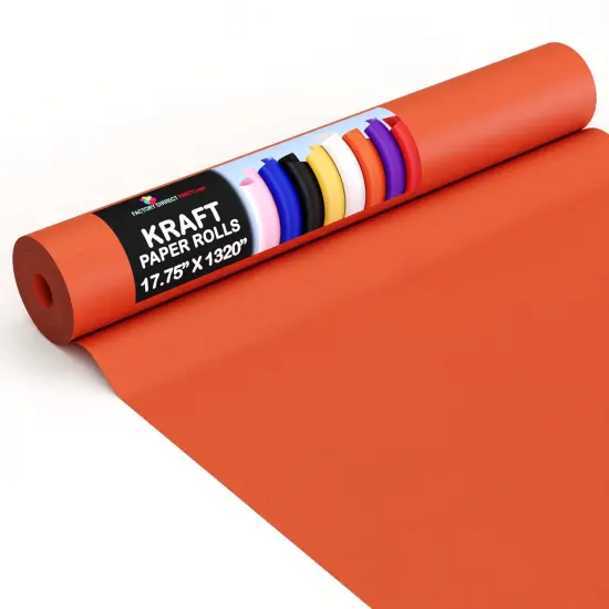 Kraft Paper Roll 17.75" X 1320" (110' Ft) Colored Paper Roll - Packing Paper Roll - Craft Supplies - Kraft Wrapping Paper Perfect as Shipping Paper Craft Paper Roll by Crown Display Orange {1}