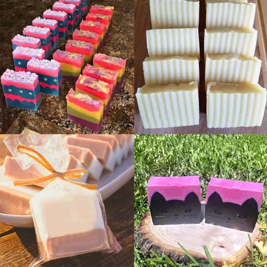 Artisan Soap Mold Loaf Wood Box with 4 Pink Silicone Molds - 42oz, Flexible & Heat Resistant {5}