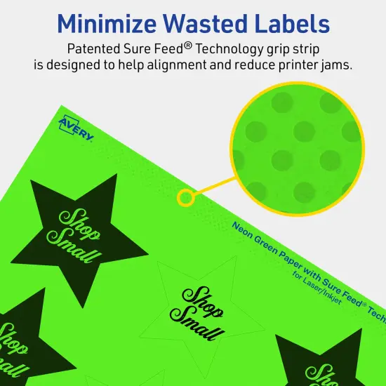 Avery Neon Green Paper Labels, 2-1/4" x 2-3/8" Star {4}