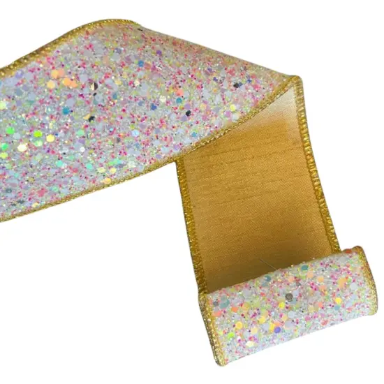2.5" Sugar Plum Glitter Ribbon: Icy Iridescent (10 Yards) {3}