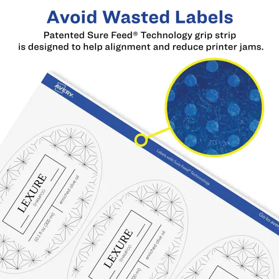 Avery Glossy Clear Oval Labels with Sure Feed, 4.25" x 2.5" {4}