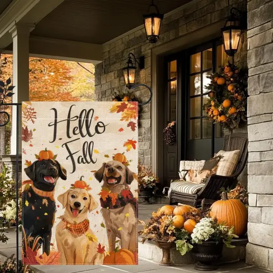 Fall Dog Garden Yard Flag for Outside 12x18 Inch(Black) {3}