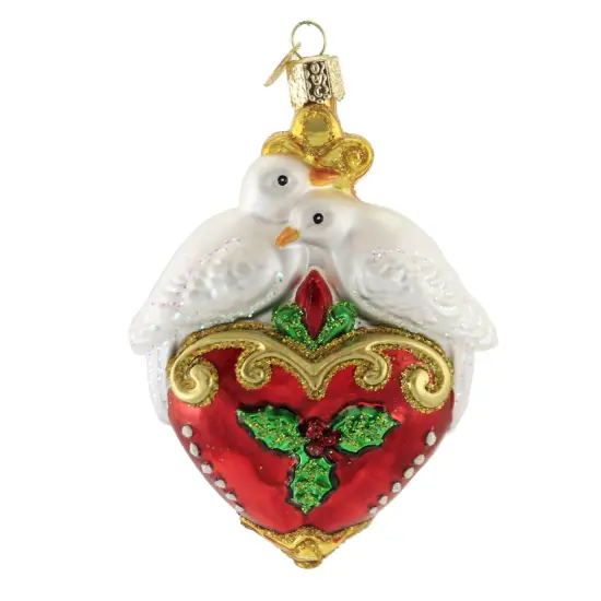 Old World Christmas 5.0 Inch Two Turtle Doves Tree Ornament , Twelve Days Christmas Multicolored {1}