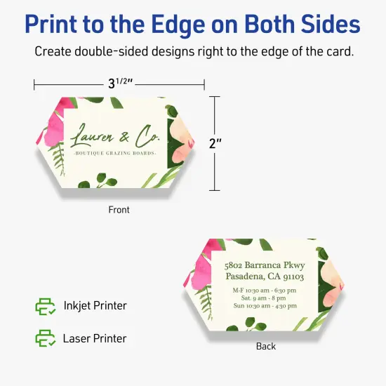 Avery Printable Geo Business Cards, Sure Feed Technology, 2" x 3-1/2", Matte Ivory Cardstock, Print-to-The-Edge, Laser/Inkjet Printable, 80 Total {12}