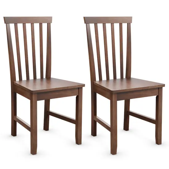 Costway Set of 2 Dining Chair Brown Kitchen Spindle Back Side Chair with Solid Wooden Legs {1}