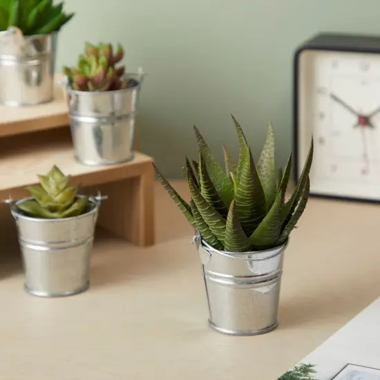 24 Pack Mini Metal Buckets with Handles for Party Favors, Small Galvanized Tin Pails (2 x 2 In) Silver {2}