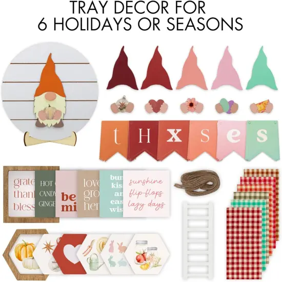 Beautiful Tiered Tray Decor Set for Valentines Day - Interchangeable All Season Decorations Bundle Incl. Easter, Spring & More - Modern Farmhouse Centerpiece for Home & Kitchen Decor {4}