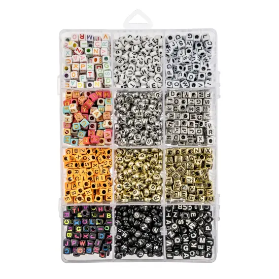 John Bead Assorted Plastic Alphabet Jewelry Making Beads Box Square Alphabet {1}