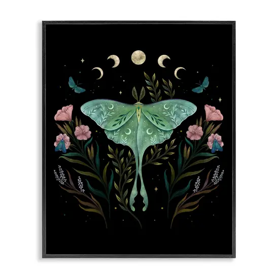 Stupell Industries Luna Moth with Florals Framed Giclee Design By Episodic Drawings {7}