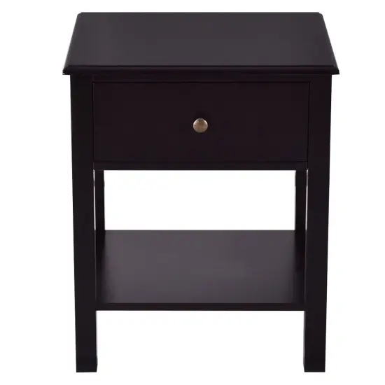 Costway 2 PCS Nightstand End Table Storage DisplayFurniture Drawer Shelf Beside {3}