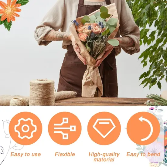 200 Pcs Floral Flower Stem Wire,16 Inch 22 Gauge Flower Paper Wrapped Wire,Green Crafting Floral Stem for Flower Arrangements DIY,Bouquent Stem Wrapping and Crafts {1}