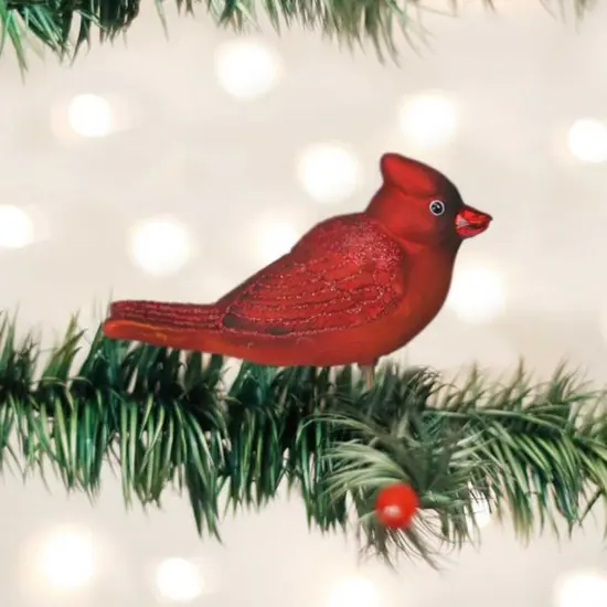 Old World Christmas 2.0 Inch Bright Red Cardinal Tree Ornament , Ornament Bird Clip-On {3}