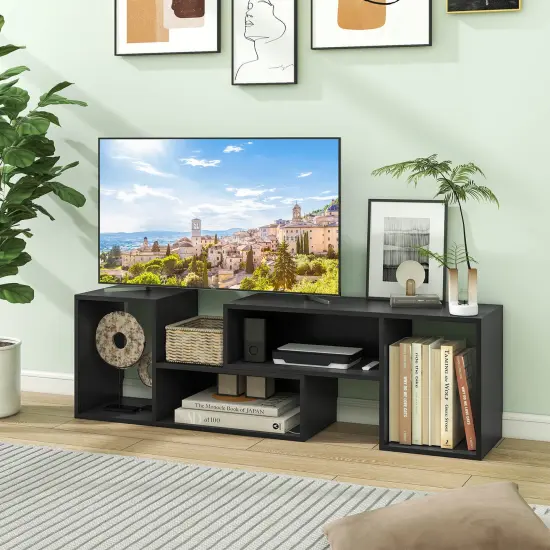 Costway 2 PCS Adjustable TV Stands with Storage Cubes for TVs up to 55 Inches Cabinets White/Black {2}