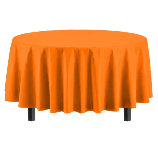 Exquisite Disposable Round Plastic Tablecloths &ndash; 6 Pack 84" Disposable Table Cloths &ndash; Indoor/Outdoor Party Tablecloth &ndash; Round Plastic Table Cover for Events & Party Supplies Orange {5}