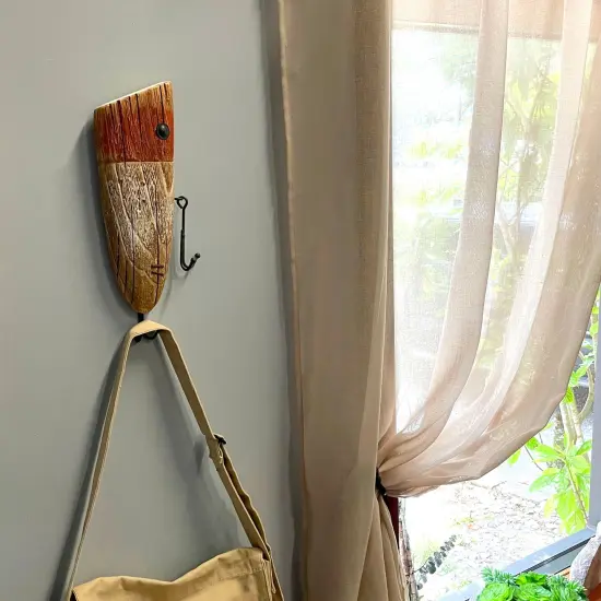 Rustic Wooden Fishing Lure Wall Hook 14in Coastal Nautical Decor Organizer {5}