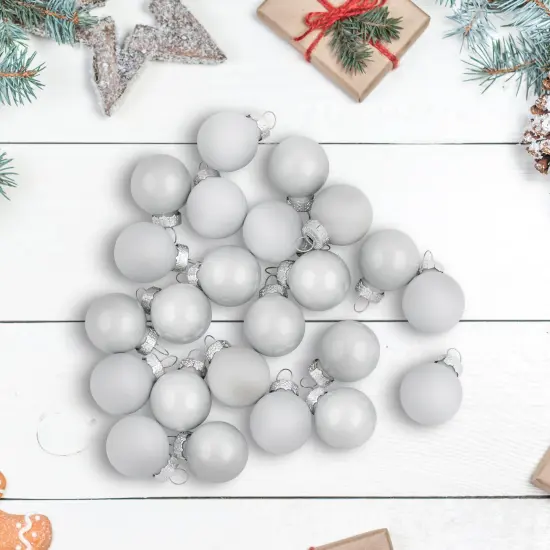 Northlight 2-Finish Mini Christmas Glass Ball Ornaments - 1" (25mm) - White - 24pc {1}