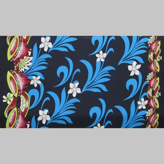 1 Yard Kava Bowl Tiare Palm Leaves Double Border Polyester Fabric 60 Inch Width Yellow {3}