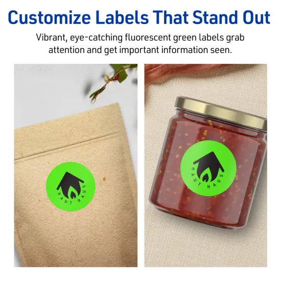 Avery Neon Green Paper Labels, 1-2/3" Diameter Round {3}