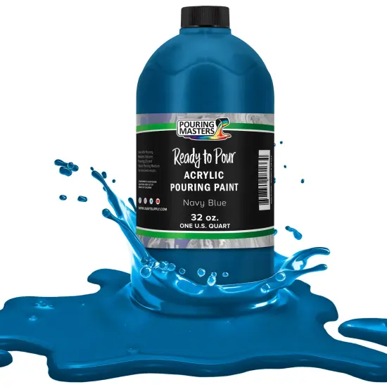 Pouring Masters Navy Blue Ready to Pour Acrylic Pouring Paint - Premium 32-Ounce Pre-Mixed Fluid Acrylic Paint - Fluid Art Supplies for Canvas, Wood, Paper, Tile & Rocks {1}