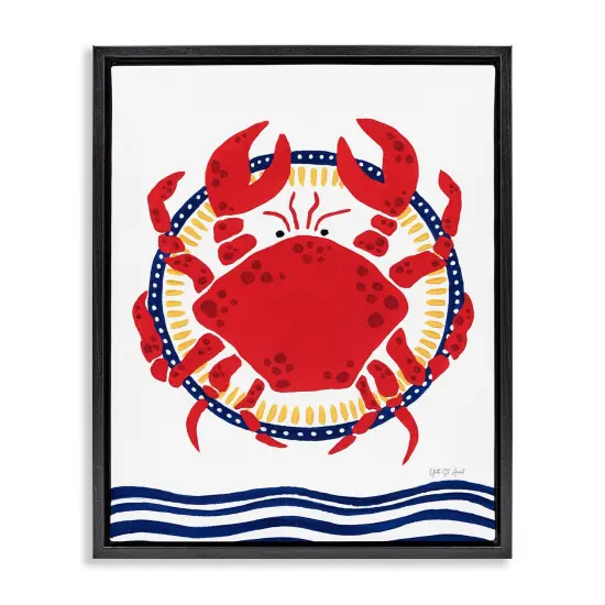 Stupell Industries Kitschy Coastal Crab Floater Framed Canvas Wall Art Design by Yvette St. Amant {1}