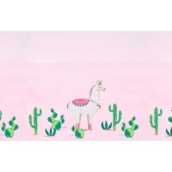 Pink Plastic Tablecloth for Llama Birthday Party (54 x 108 in, 3 Pack) {5}