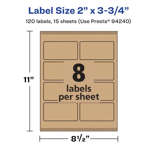 Avery Kraft Brown Rectangle Labels with Sure Feed, 2" x 3.75" {5}