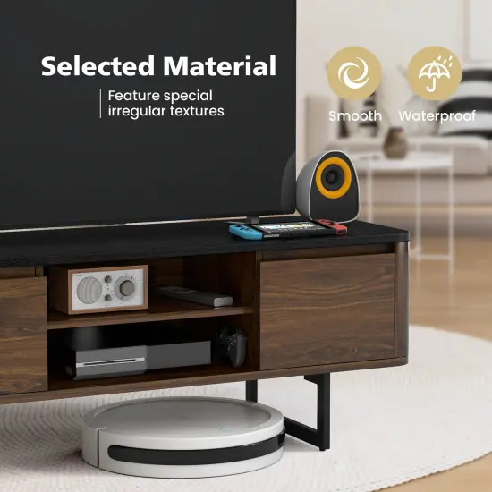 Costway TV Stand Entertainment Media Console w/ 2 Cabinets & Adjustable Shelf {6}