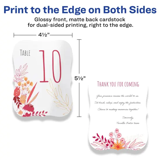 Avery 4-1/4" x 5-1/2" Rectangle Flourished Edge, Glossy White Postcards {6}