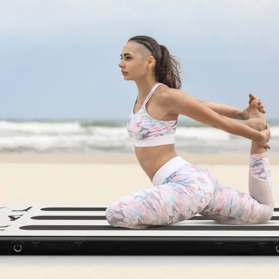 Goplus 10FT TumblingInflatable Gymnastics Tumbling Mat w/ Pump Pink\Black\Green\Navy {2}