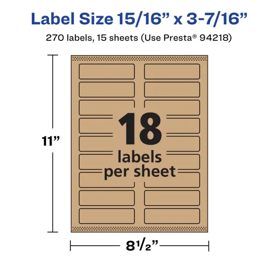 Avery Kraft Brown Rectangle Labels with Sure Feed, 15/16" x 3-7/16" {5}